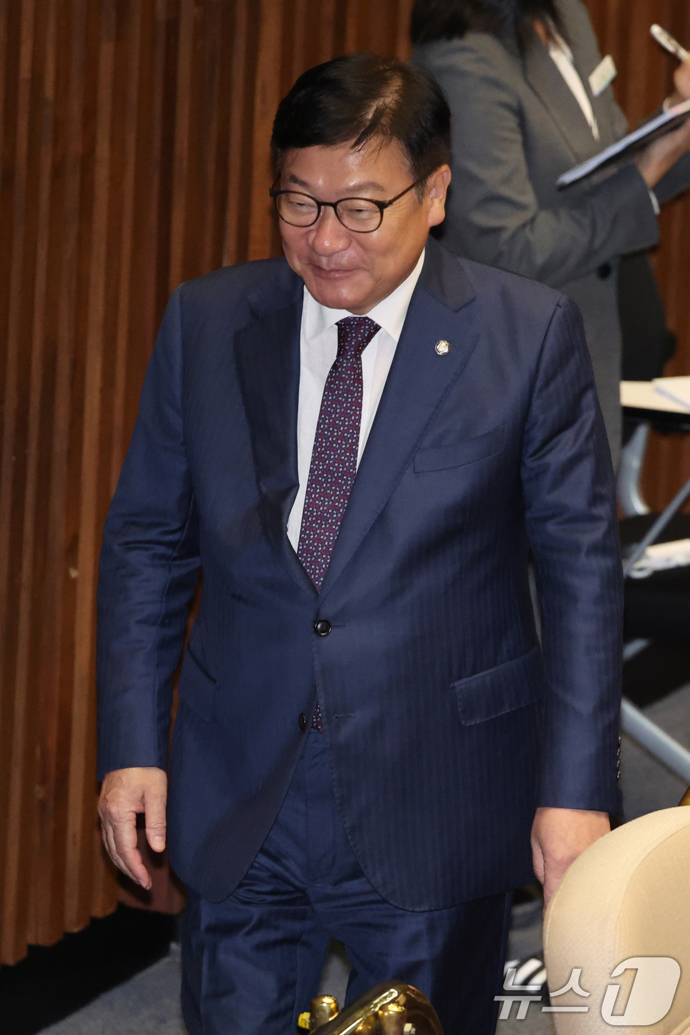 (서울=뉴스1) 황기선 기자 = 정점식 국민의힘 원내대표가 26일 오후 서울 여의도 국회에서 열린 제438회국회(임시회) 제2차 본회의에 참석하고 있다. 2026.8.26/뉴스1