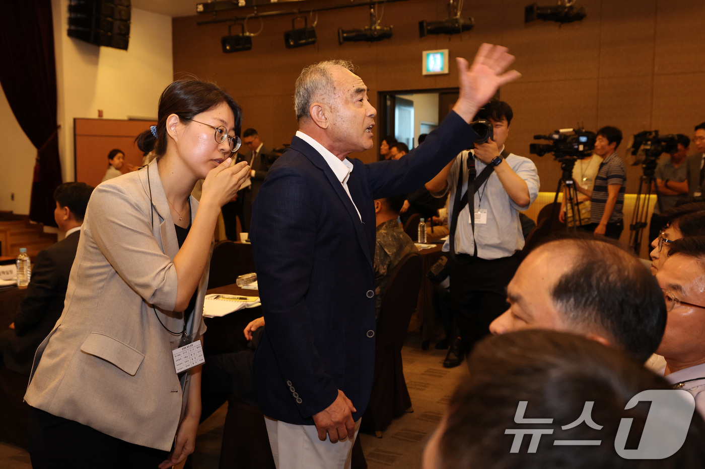 (서울=뉴스1) 최지환 기자 = 오상봉 예비역 육군 대령이 26일 오후 서울 용산구 국방컨벤션에서 열린 국군사관학교 창설 공청회에서 발언하고 있다. (공동취재) 2026.8.26/ …