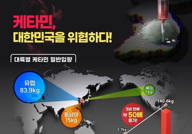 국내 케타민 압수량 5년새 50배 급증…국정원 "해외 공급망 원점타격"