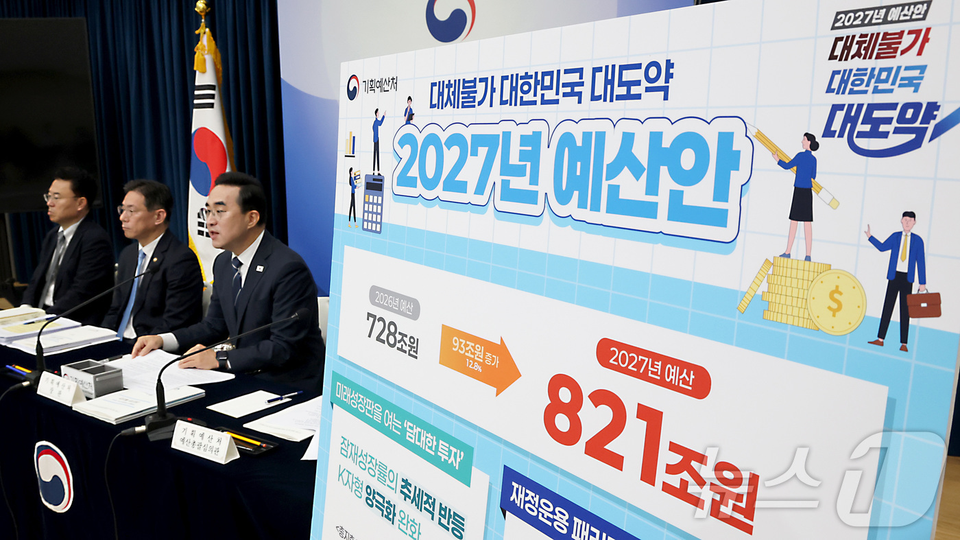 (세종=뉴스1) 김기남 기자 = 박홍근 기획예산처 장관이 지난달 28일 세종시 정부세종청사에서 2027년도 얘산안 상세 브리핑을 하고 있다. 2026.9.1/뉴스1