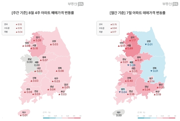 8월 넷째 주 서울 집값 0.16% 올라…전셋값도 강제 지속