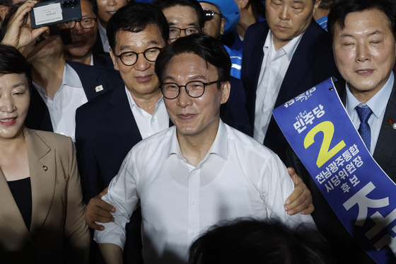광주전남 당원결의대회 입장하는 김민석
