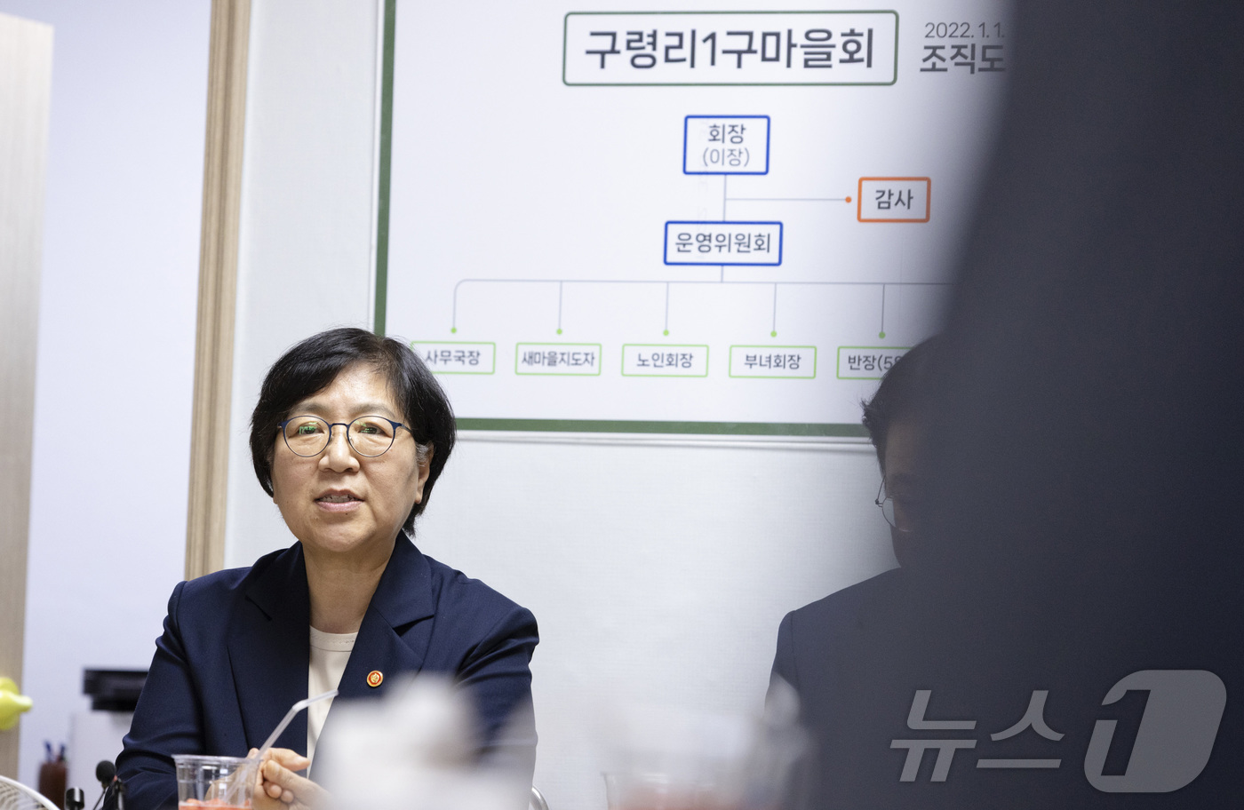 (서울=뉴스1) = 정은경 보건복지부 장관이 3일 충남 아산시 구령1리 마을을 방문해 인사말을 하고 있다. (보건복지부 제공. 재판매 및 DB 금지) 2026.8.3/뉴스1