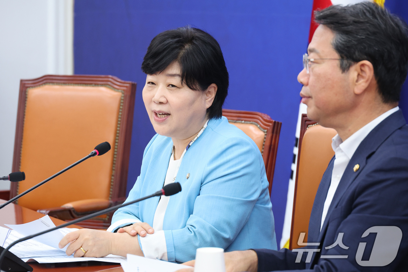 (서울=뉴스1) 신웅수 기자 = 서영교 법제사법위원장이 30일 서울 여의도 국회에서 조희대 대법원장의 법사위 불출석 사유서 제출 관련 기자간담회를 하고 있다.  2026.8.30/ …