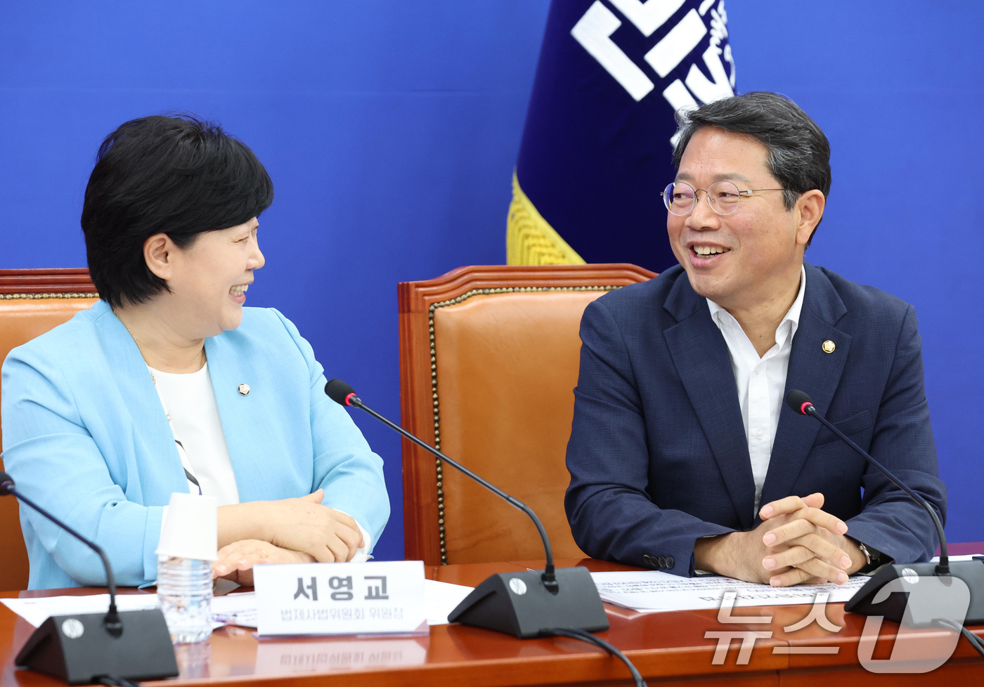 (서울=뉴스1) 신웅수 기자 = 법무부 장관 후보자로 지명된 김승원 더불어민주당 의원이 30일 서울 여의도 국회에서 열린 조희대 대법원장의 법사위 불출석 사유서 제출 관련 기자간담 …