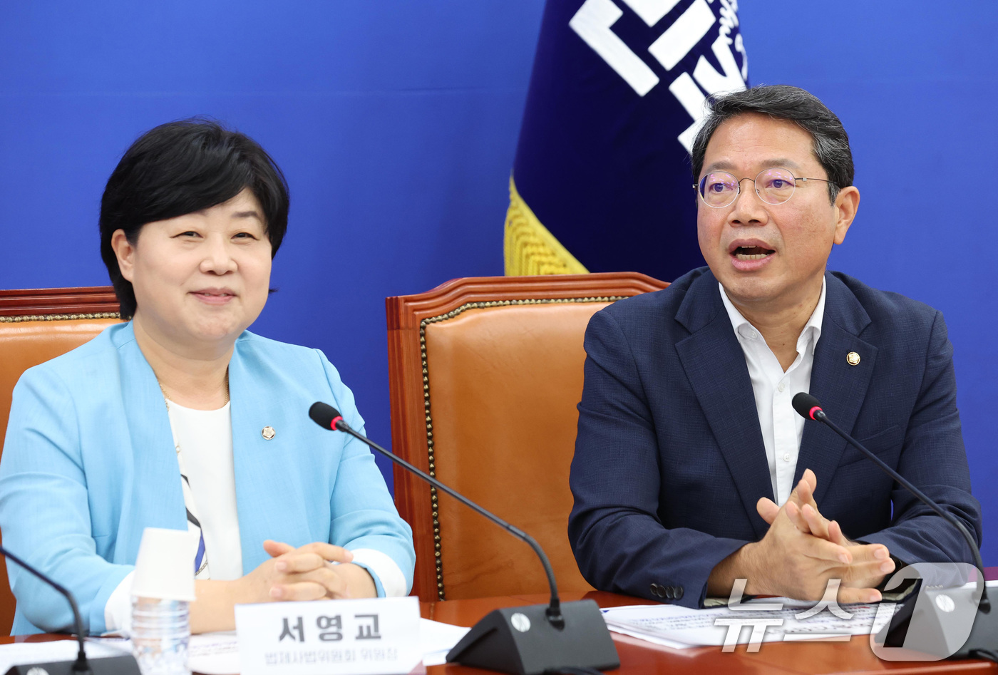 (서울=뉴스1) 신웅수 기자 = 법무부 장관 후보자로 지명된 김승원 더불어민주당 의원이 30일 서울 여의도 국회에서 열린 조희대 대법원장의 법사위 불출석 사유서 제출 관련 기자간담 …