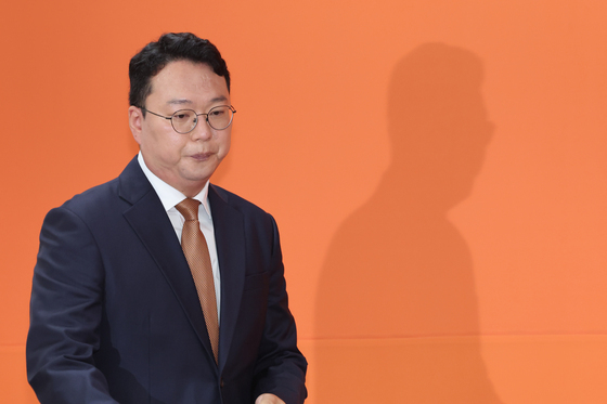 기자간담회 입장하는 천하람 권한대행