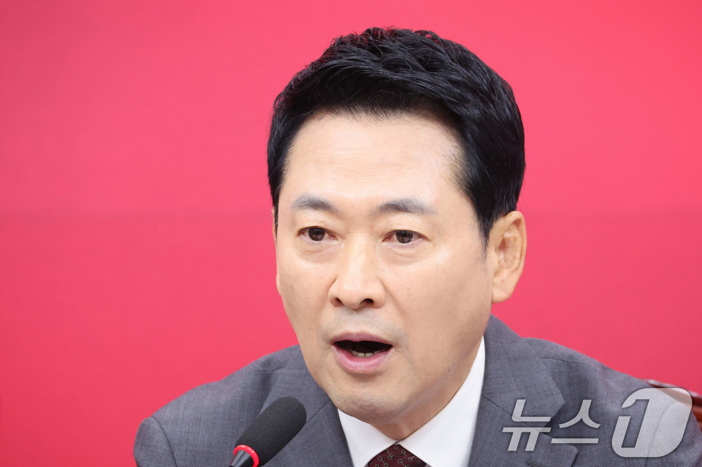 (서울=뉴스1) 신웅수 기자 = 장동혁 국민의힘 대표가 31일 서울 여의도 국회에서 열린 최고위원회의에서 발언하고 있다. 2026.8.31/뉴스1