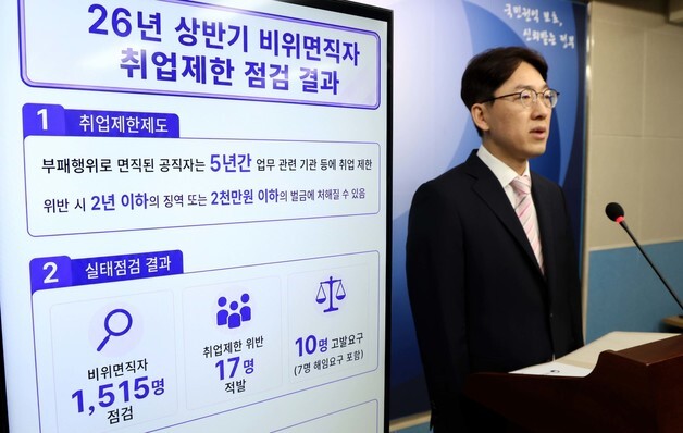 국민권익위, 2026년 상반기 비위면직자 실태점검