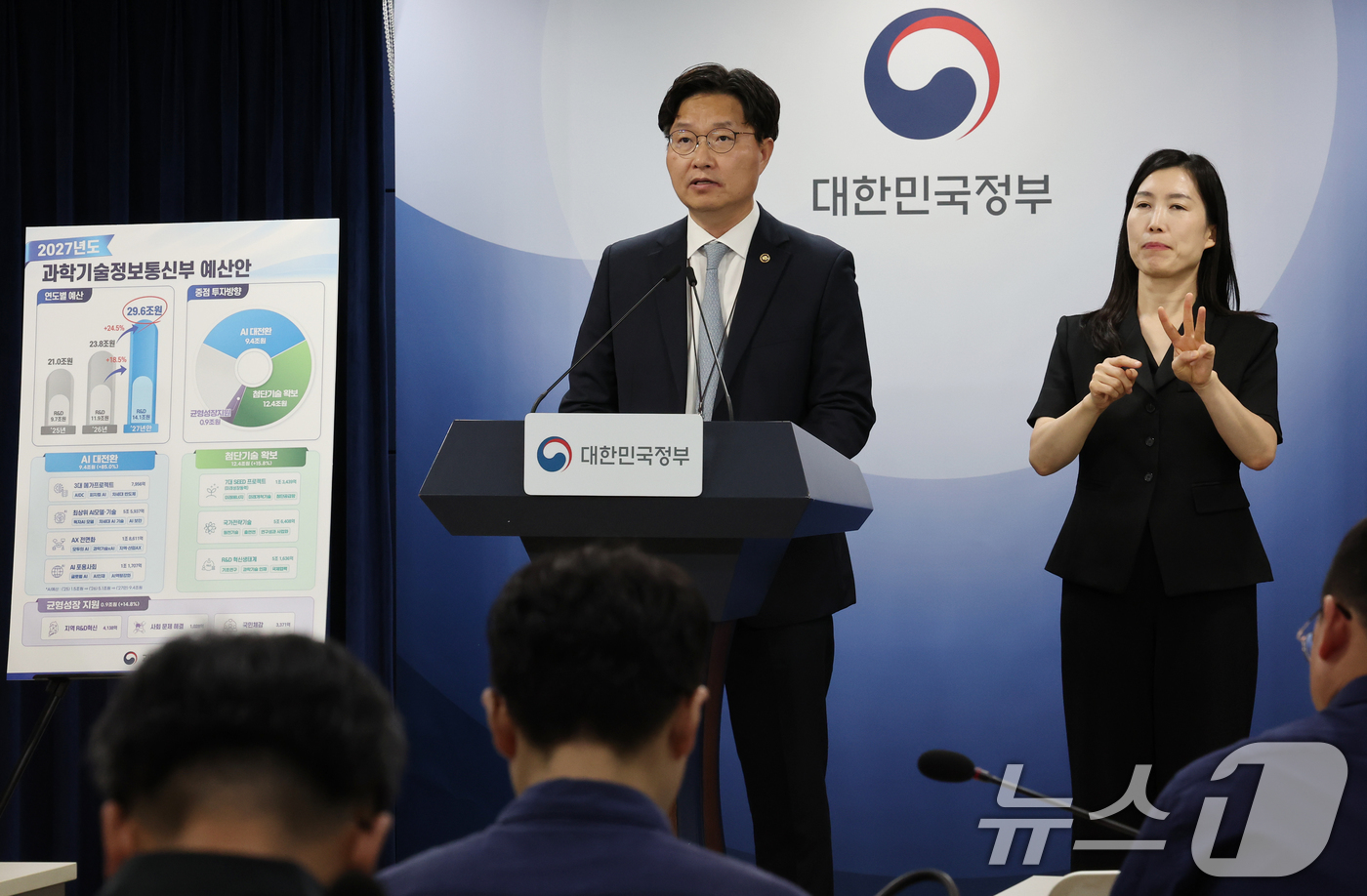 (서울=뉴스1) 이종덕 기자 = 구혁채 과학기술정보통신부차관이 31일 서울 종로구 정부서울청사에서 2027년도 예산안 편성 브리핑을 하고 있다. 과기정통부에 편성된 예산안은 올해 …