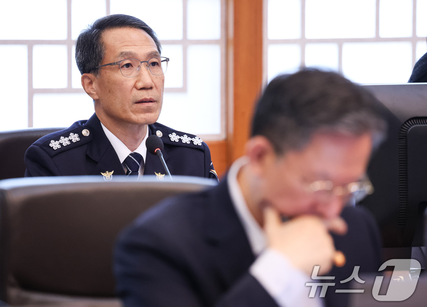 (서울=뉴스1) 이재명 기자 = 유재성 경찰청장 직무대행이 4일 청와대에서 열린 국무회의에서 발언을 하고 있다. (청와대통신사진기자단) 2026.8.4/뉴스1