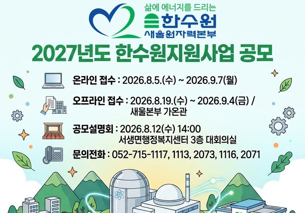 새울본부, 2027년도 지원사업 공모…108억 규모