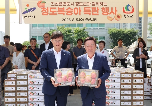 청도군 자매도시 안산서 청도복숭아 특판…2300박스 판매