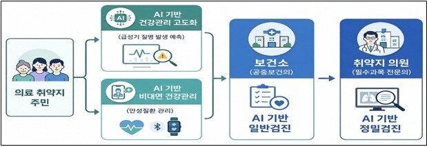 본문 이미지 - 의료취약지 내 '의료·건강 AI' 도입에 따른 서비스 경로(안). (보건복지부 제공)