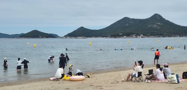 군산 선유해수욕장에서 물놀이 즐기는 피서객들