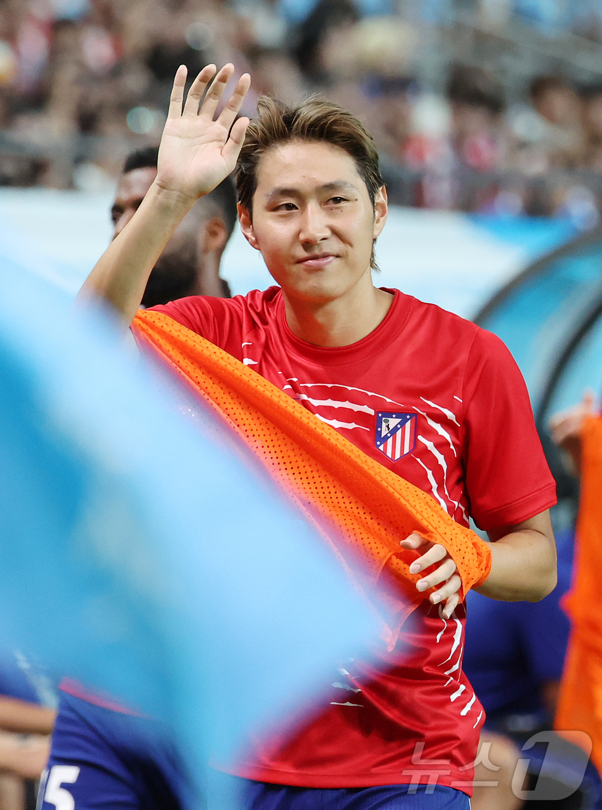 (서울=뉴스1) 김진환 기자 = 9일 오후 서울 마포구 서울월드컵경기장에서 열린 쿠팡플레이 시리즈 아틀레티코 마드리드와 맨체스터 시티의 경기, 아틀레티코 마드리드 이강인이 후반 몸 …