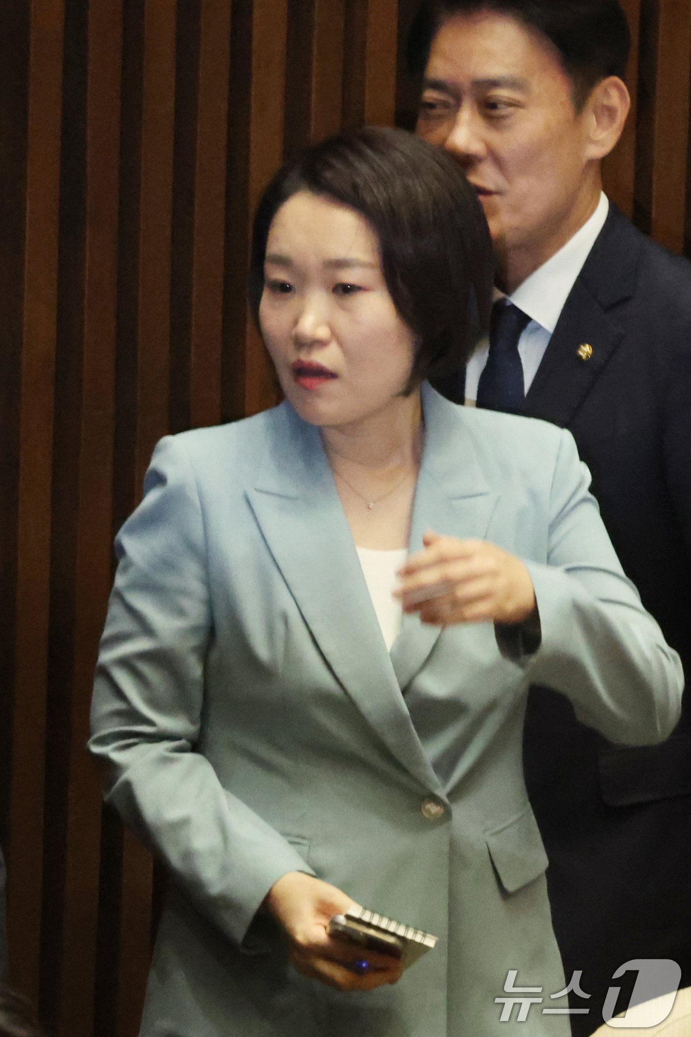 (서울=뉴스1) 황기선 기자 = 이소영 중소벤처기업부 장관 후보자가 1일 서울 여의도 국회에서 열린 제439회 정기국회 개회식에 참석하고 있다.  2026.9.1/뉴스1