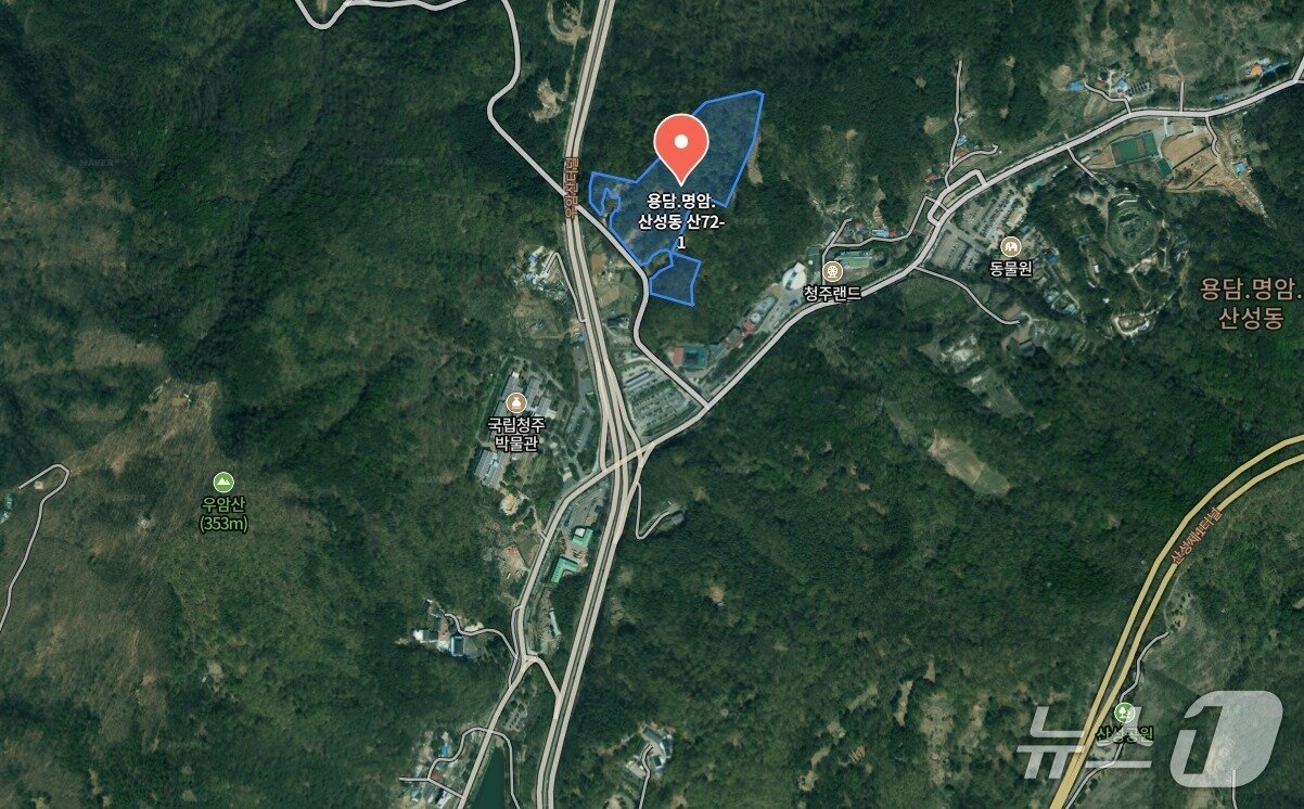 본문 이미지 - 청주시 명암지구 대지조성사업 신청 용지.(네이버지도 갈무리. 재판매 및 DB금지) 2026.9.15/뉴스1 
