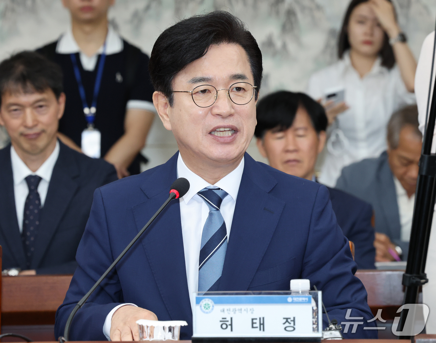(대전=뉴스1) 김기태 기자 = 허태정 대전시장이 16일 대전시청에서 열린 민주당-대전시 예산정책협의회에서 환영사를 하고 있다.  2026.9.16/뉴스1