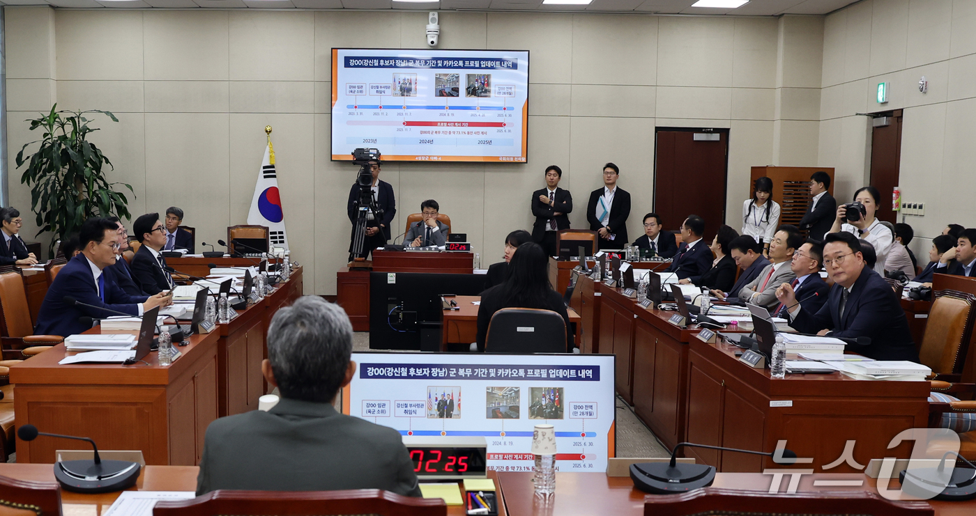 (서울=뉴스1) 황기선 기자 = 천하람 개혁신당 의원이 16일 서울 여의도 국회 국방위원회에서 열린 강신철 국방부 장관 후보자 인사청문회에서 질의를 하고 있다. 2026.9.16/ …