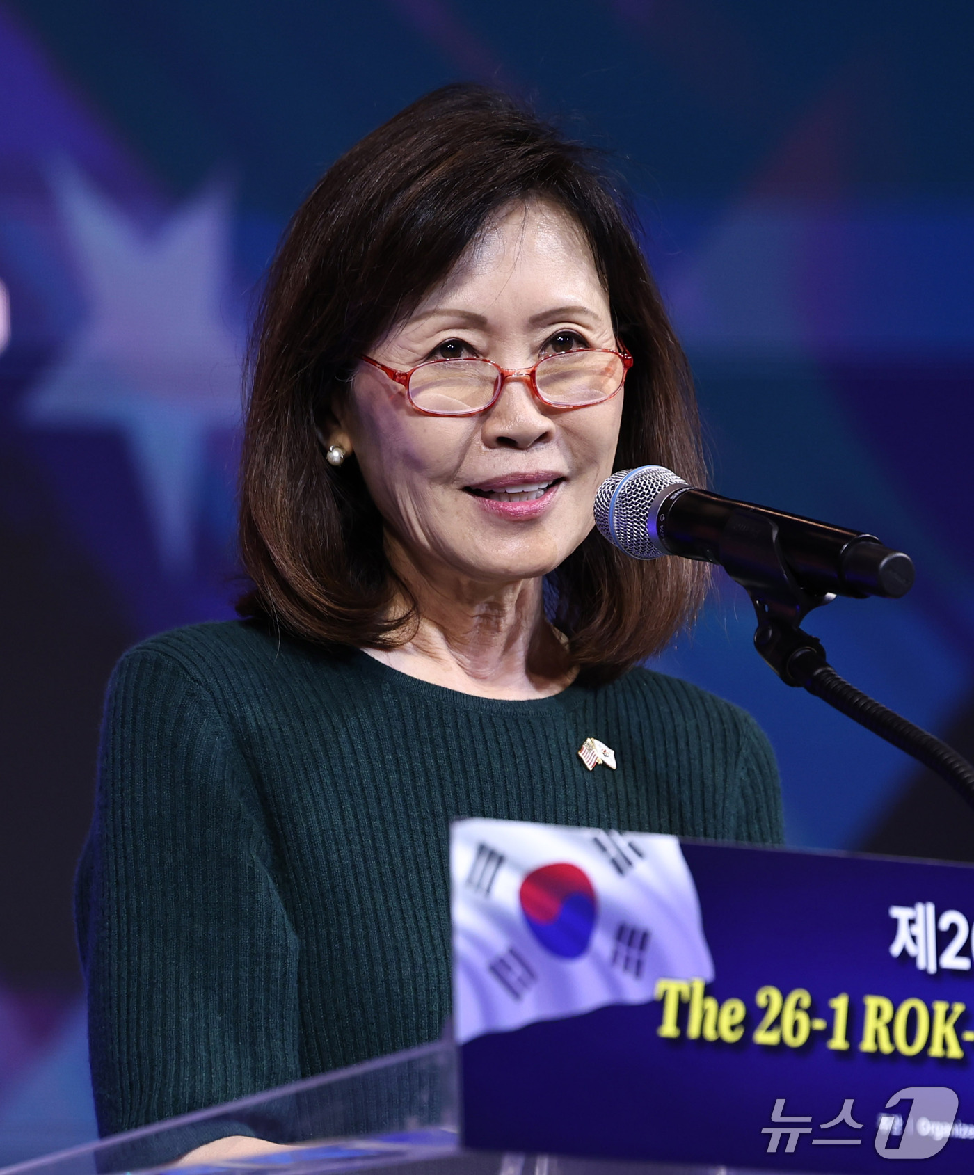 (서울=뉴스1) 구윤성 기자 = 미셸 스틸 주한미국대사가 18일 서울 중구 앰베서더 풀만 호텔에서 열린 '제26-1차 한미동맹 컨퍼런스'에서 기조연설을 하고 있다. 2026.9.1 …