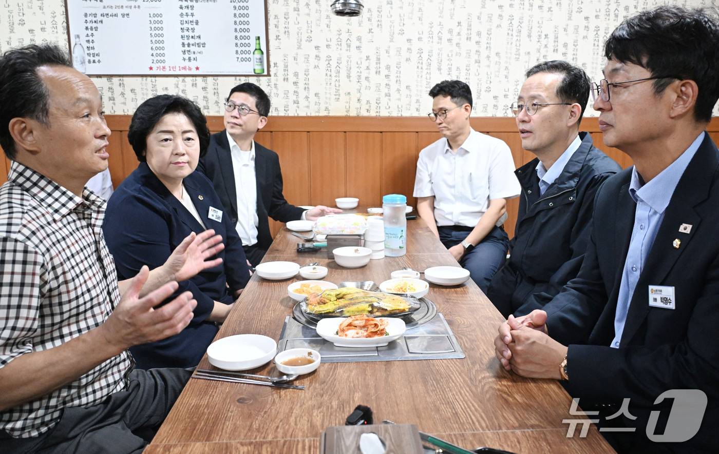 (서울=뉴스1) = 이형일 경제부총리 겸 재정경제부 장관 후보자(재경부 1차관)가 추석 명절을 앞둔 18일 바구니 물가와 소비 동향을 점검하기 위해 서울 노원구 공릉 도깨비시장을 …