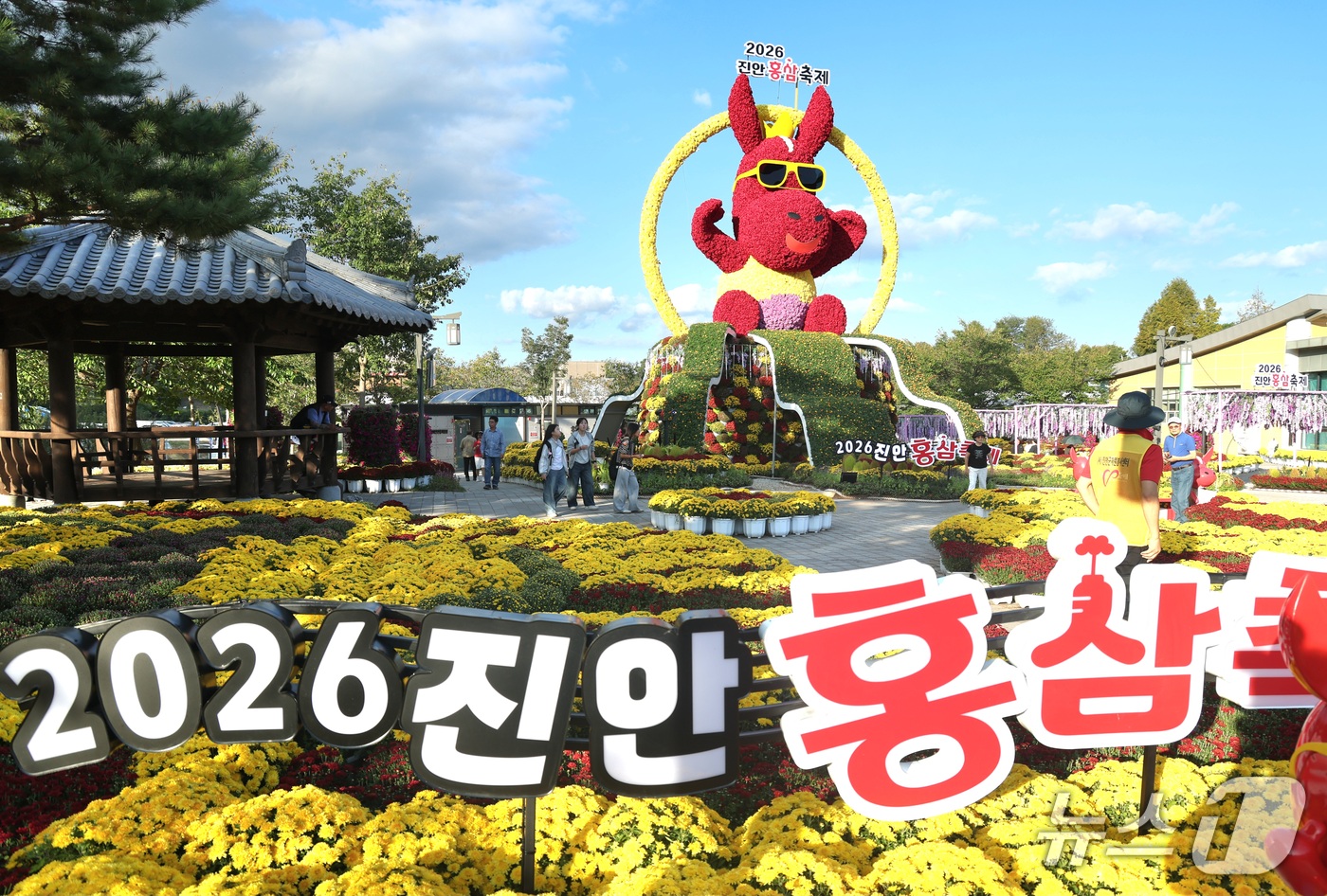 (진안=뉴스1) 유경석 기자 = 18일 전북 진안군 마이산 북부 일원에서 열린 진안 홍삼축제에 방문객들의 발길이 이어디고 있다. 2026.9.18/뉴스1