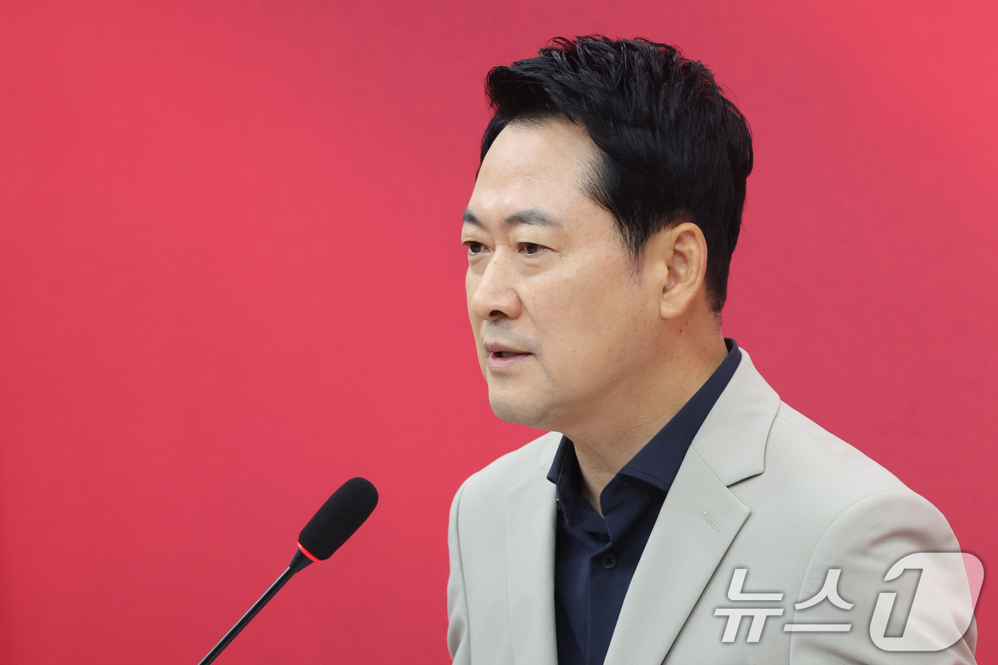 (서울=뉴스1) 황기선 기자 = 장동혁 국민의힘 대표가 2일 오전 서울 여의도 국회에서 현안 관련 기자회견을 하고 있다. 2026.9.2/뉴스1