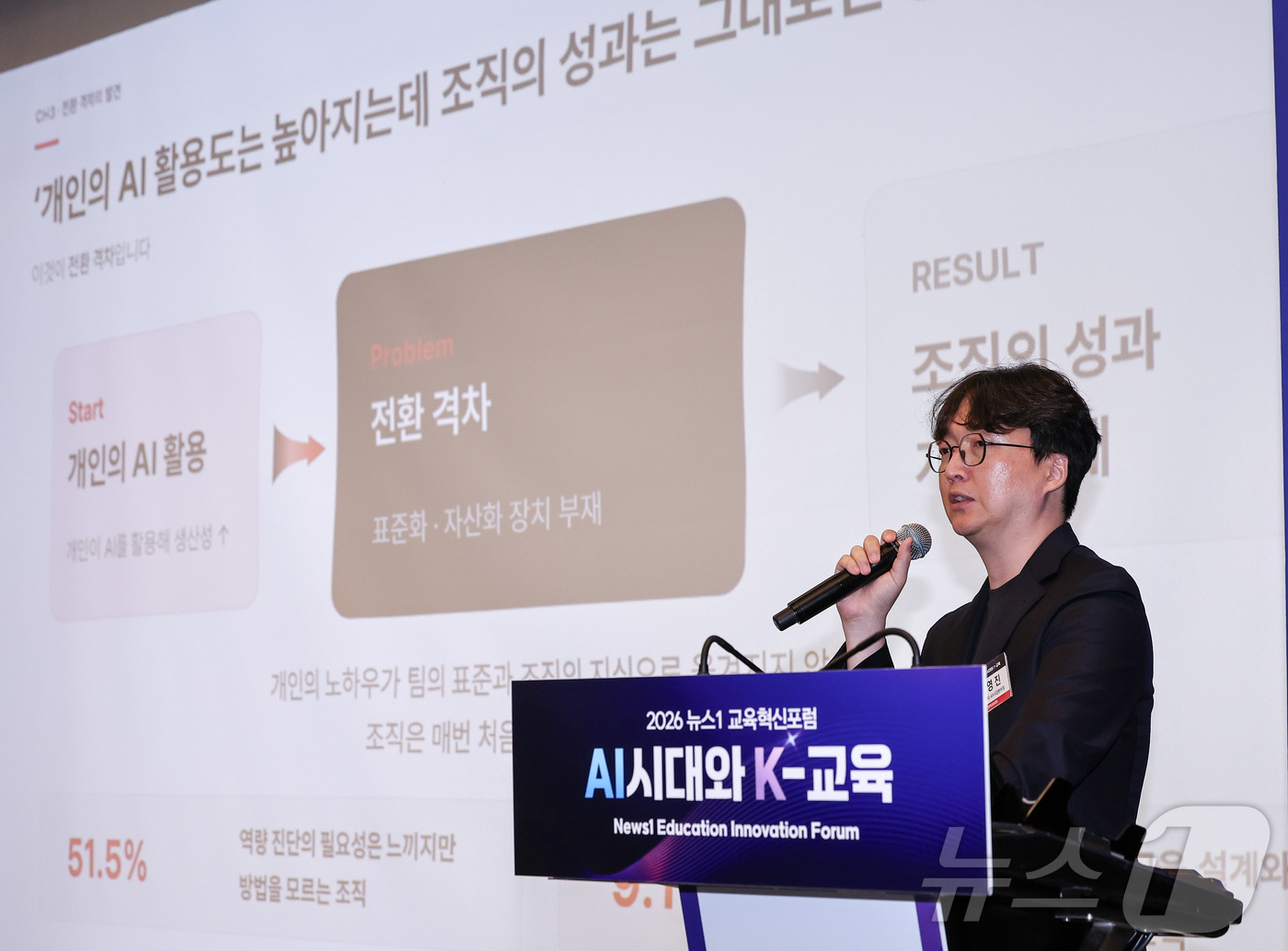 (서울=뉴스1) 김성진 기자 = 박영진 팀스파르타 AX사업본부장이 2일 서울 용산구 나인트리 프리미어 로카우스 호텔에서 'AI시대와 K-교육'이라는 주제로 열린 2026 뉴스1 교 …