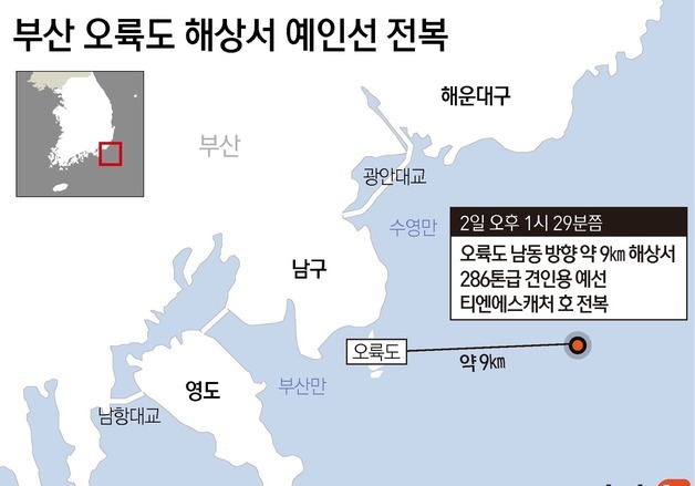 [그래픽] 부산 오륙도 해상서 예인선 전복