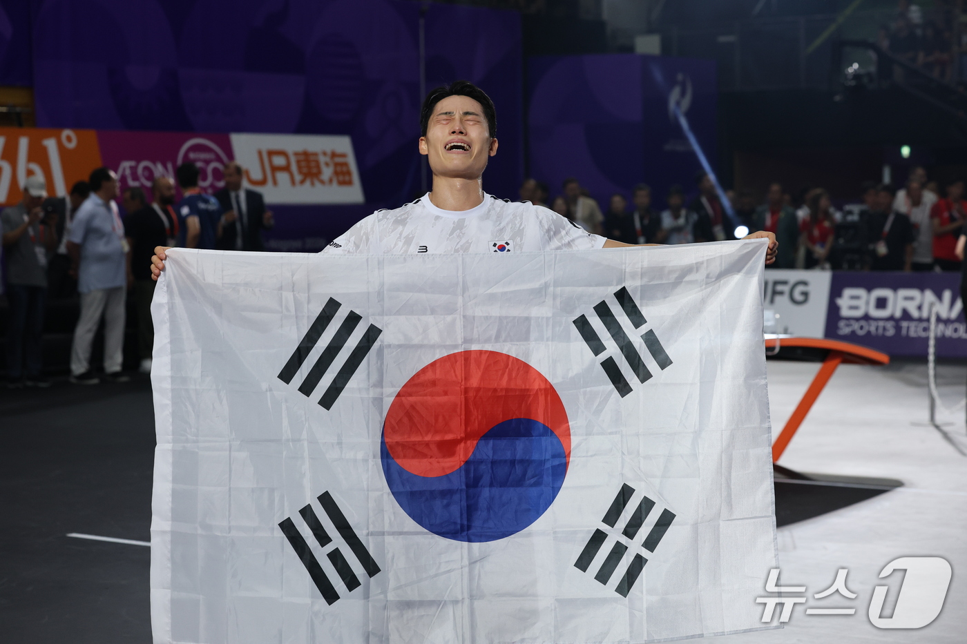 (나고야=뉴스1) 안은나 기자 = 한국 테크볼 사상 첫 국제종합스포츠대회 메달리스트가 된 이준석이 20일 일본 나고야 히가시 스포츠센터에서 열린 2026 아이치·나고야 아시안게임 …