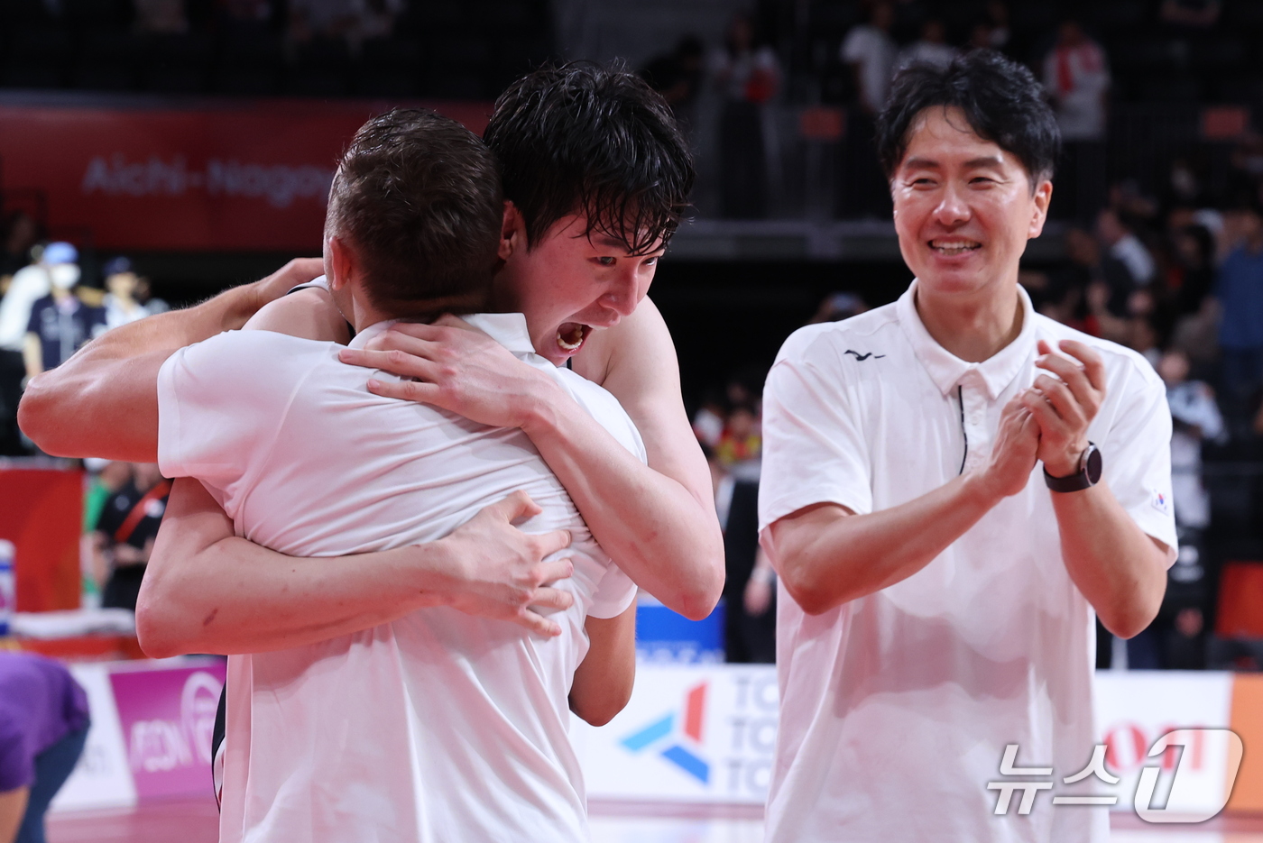 (나고야=뉴스1) 안은나 기자 = 20일 일본 나고야 아이치 인터내셔널 아레나에서 열린 2026 아이치·나고야 아시안게임 남자농구 결승전 대한민국과 일본의 경기, 12년 만에 금메 …