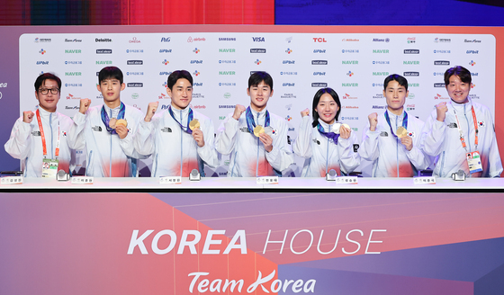 근대5종·테크볼 기자회견 메달리스트 기자회견