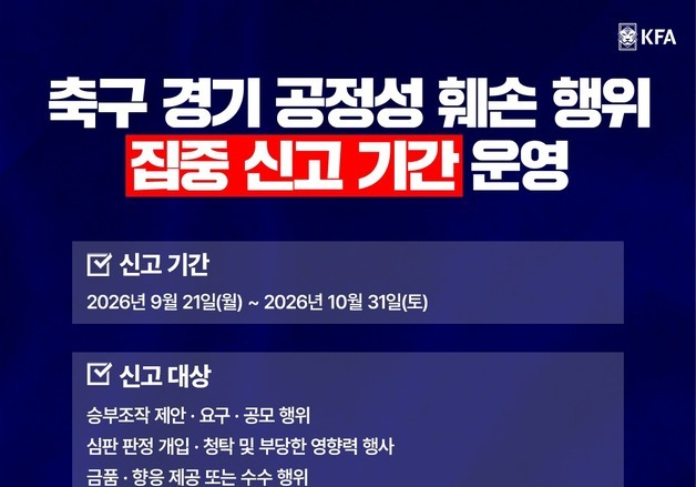 '승부조작' 잇따른 논란에…대한축구협회, 집중 신고 기간 운영