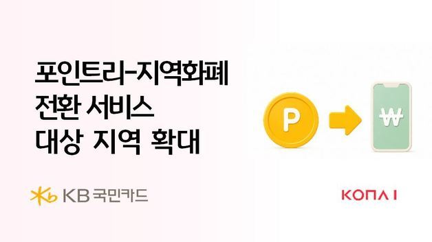KB국민카드, '포인트리-지역화폐 전환' 지역 54곳으로 확대