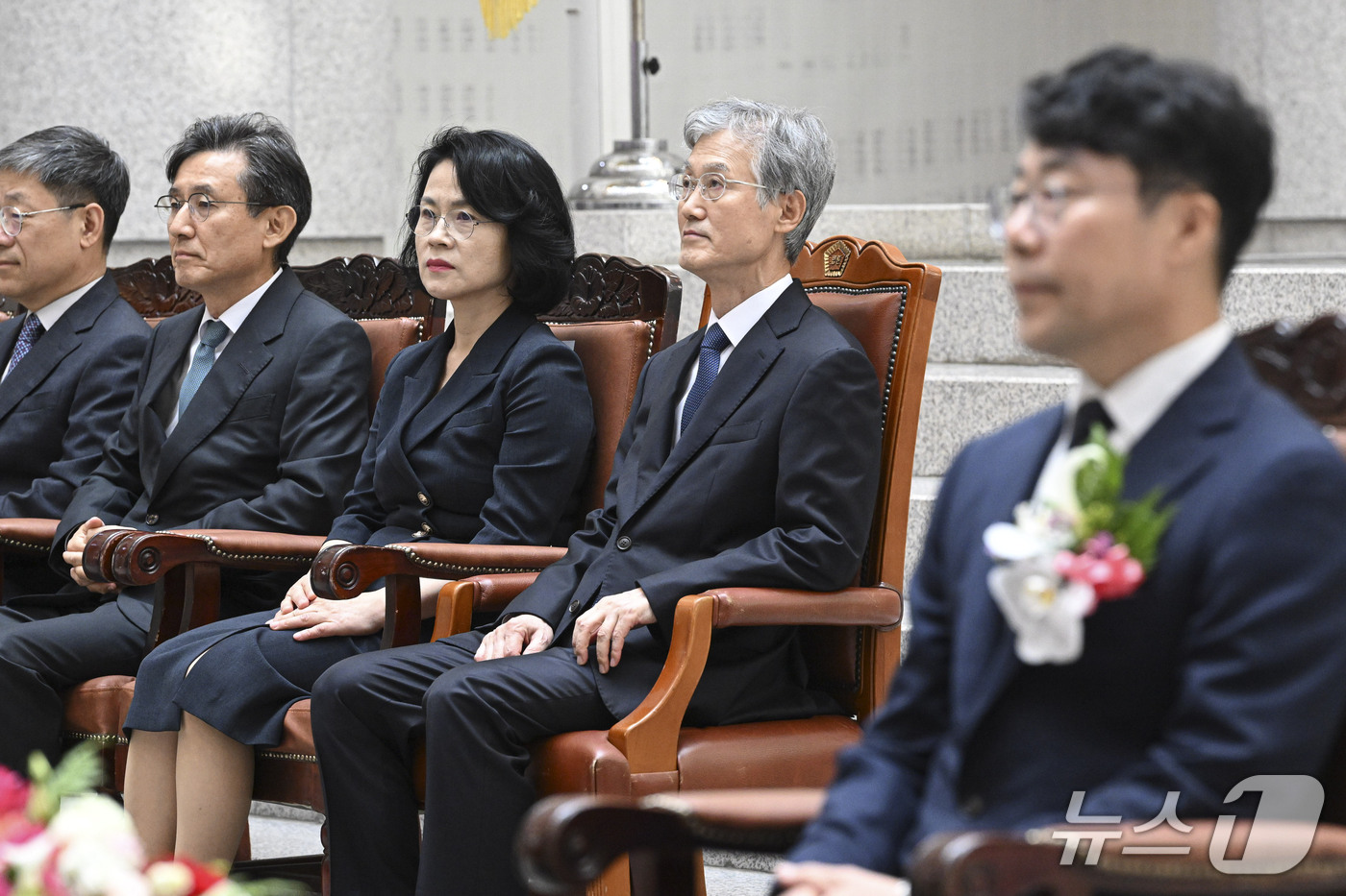 (서울=뉴스1) 이광호 기자 = 조희대 대법원장이 21일 서울 서초구 대법원에서 열린 김성수 신임 대법관 취임식에 참석해 있다. (공동취재) 2026.9.21/뉴스1