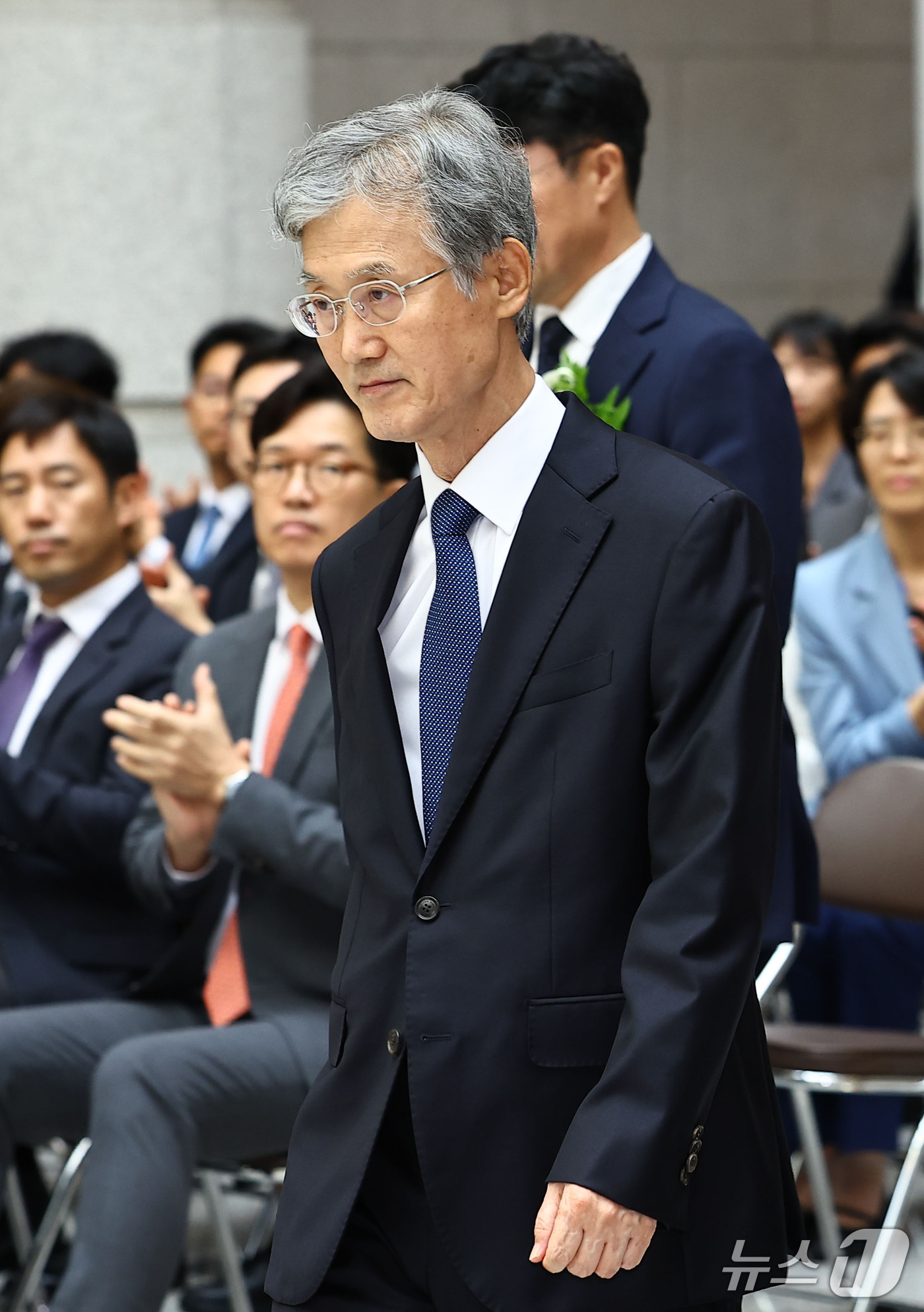 (서울=뉴스1) 이광호 기자 = 조희대 대법원장이 21일 서울 서초구 대법원에서 열린 김성수 신임 대법관 취임식에 참석하고 있다. (공동취재) 2026.9.21/뉴스1