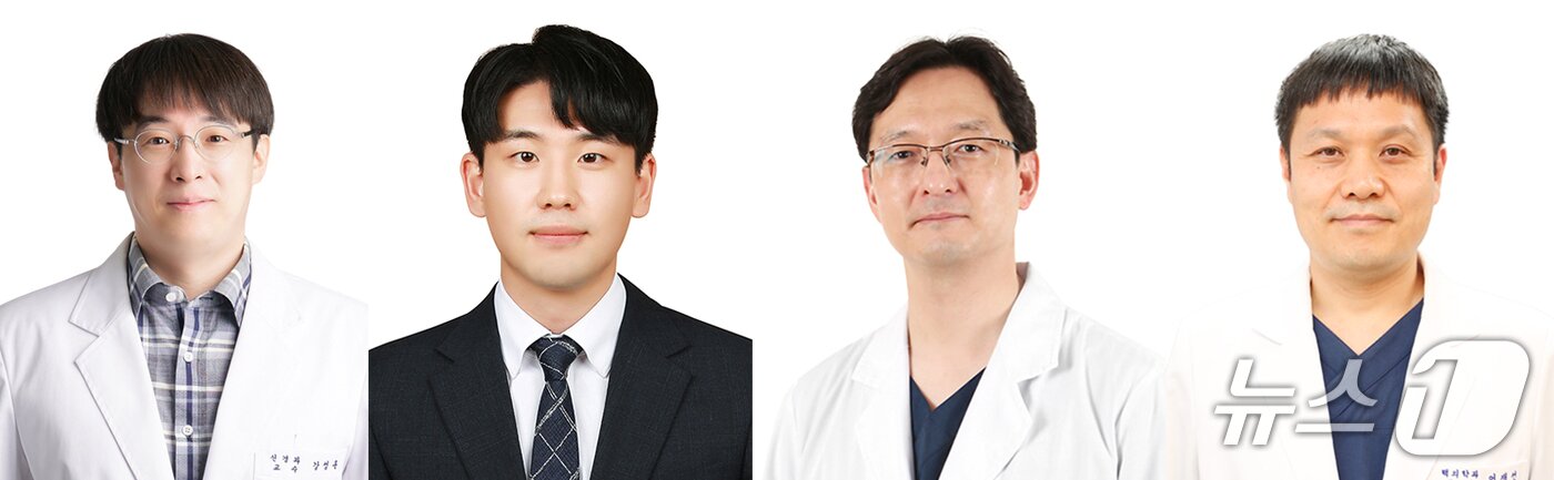 본문 이미지 - 고려대 구로병원 신경과의 강성훈 교수(왼쪽부터)·신재민 전공의, 서상일 영상의학과 교수, 어재선 핵의학과 교수.(고려대 구로병원 제공)