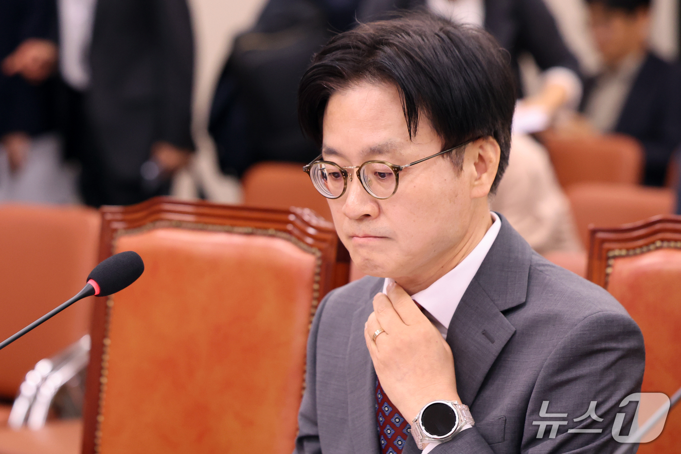 (서울=뉴스1) 황기선 기자 = 김정관 산업통상부 장관이 22일 오전 서울 여의도 국회에서 열린 산업통상자원중소벤처기업위원회 전체회의에서 '대한민국과 미합중국 간 전략적투자의 운영 …