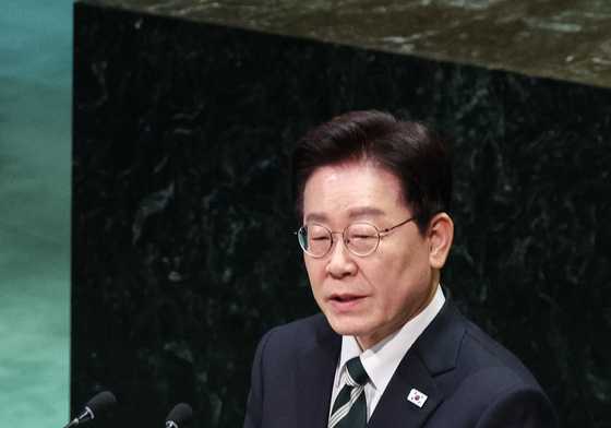 제81차 유엔총회 기조연설 하는 이재명 대통령