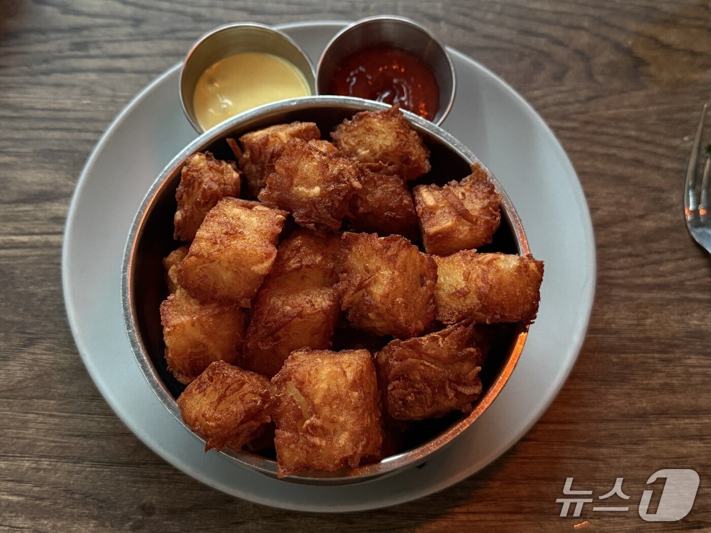 본문 이미지 - 블루재킷의 대표 메뉴인 수제 감자튀김볼(Tater Tots)ⓒ 뉴스1 윤슬빈 관광전문기자