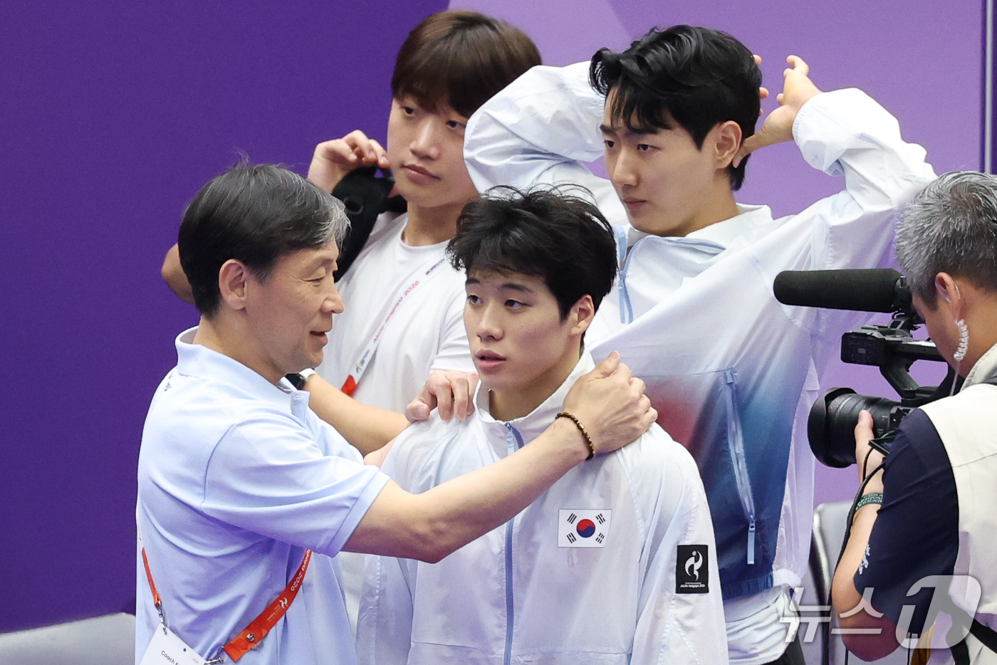 (나고야=뉴스1) 안은나 기자 = 대한민국 류성현, 김재호가 24일 일본 나고야시 종합체육관에서 열린 2026 아이치·나고야 아시안게임 기계체조 남자 마루운동 개인전 결선에서 각각 …
