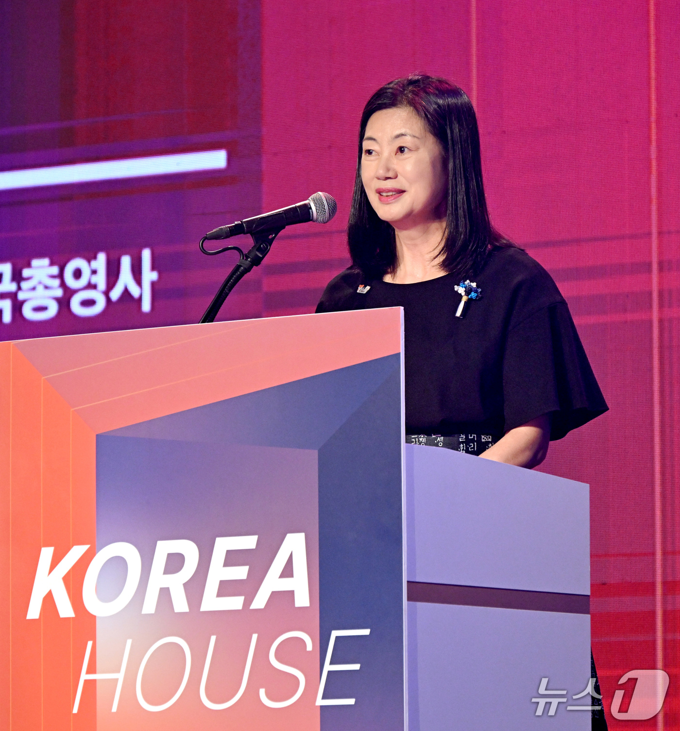 (서울=뉴스1) = 정미애 주나고야 총영사가 25일 일본 나고야 코리아하우스에서 열린 한국의 날 행사에서 축사를 하고 있다. (대한체육회 제공. 재판매 및 DB 금지) 2026.9 …