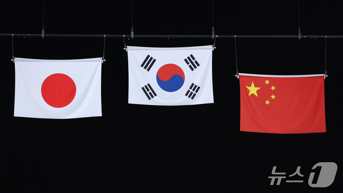 (나고야=뉴스1) 안은나 기자 = 26일 일본 나고야 아이치 인터내셔널 아레나에서 열린 2026 아이치·나고야 아시안게임 여자농구 시상식에서 태극기가 걸려있다. 2026.9.26/ …