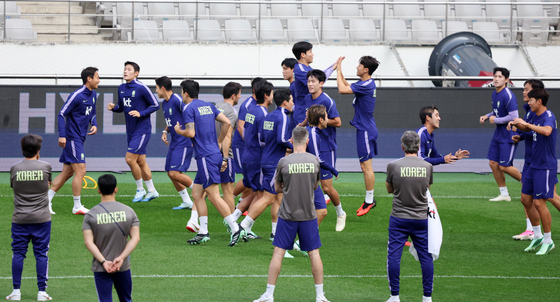 훈련하는 대한민국 축구대표팀