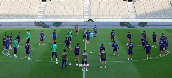 공식훈련하는 축구대표팀