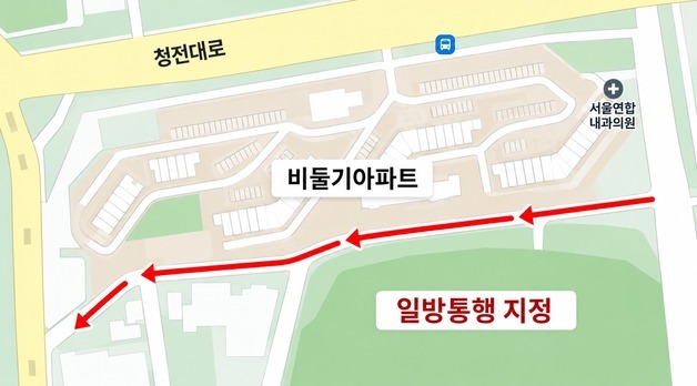 제천시, 화산동 '비둘기아파트 뒤 이면도로' 일방통행 지정