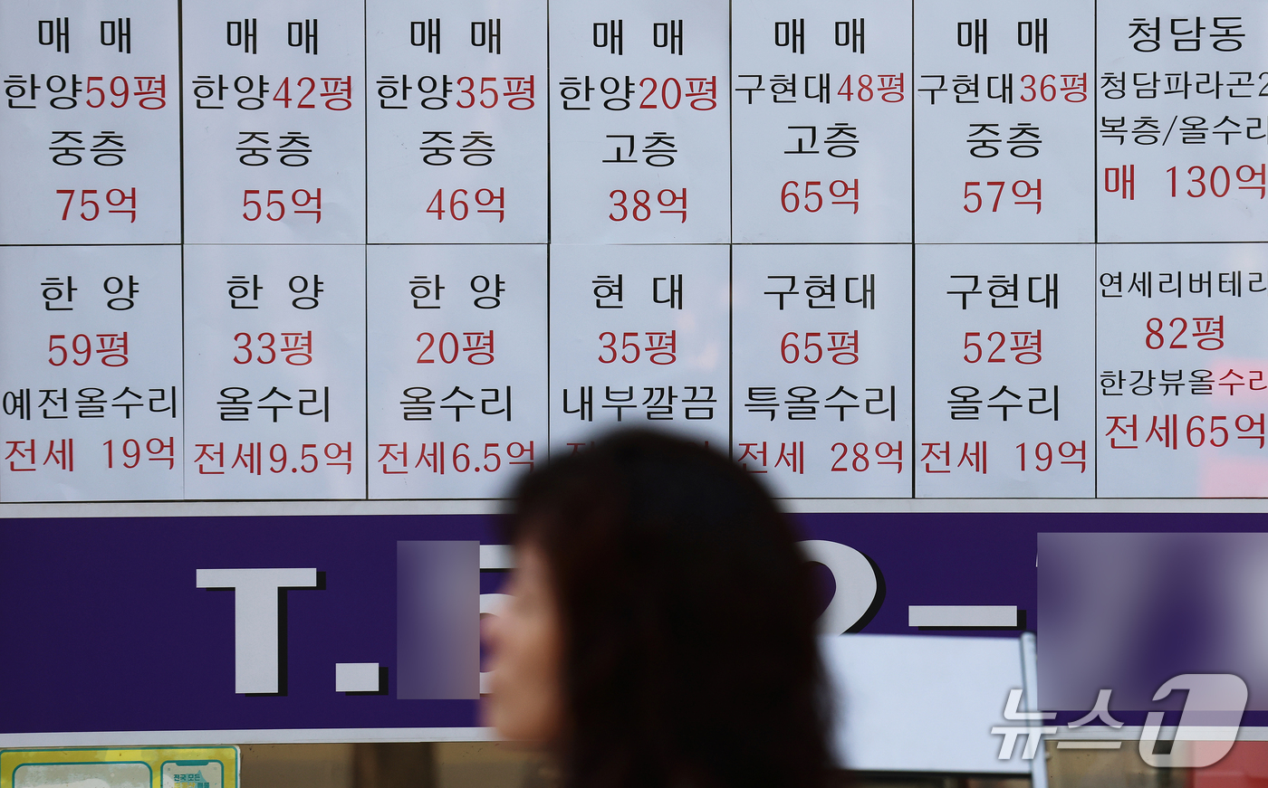 (서울=뉴스1) 오대일 기자 = 28일 서울 강남구의 한 부동산 중개업소에 매물 정보가 게시돼 있다.서울 아파트값이 85주 연속 오르며 역대 최장 상승 기록과 동률을 이뤘다. 상승 …