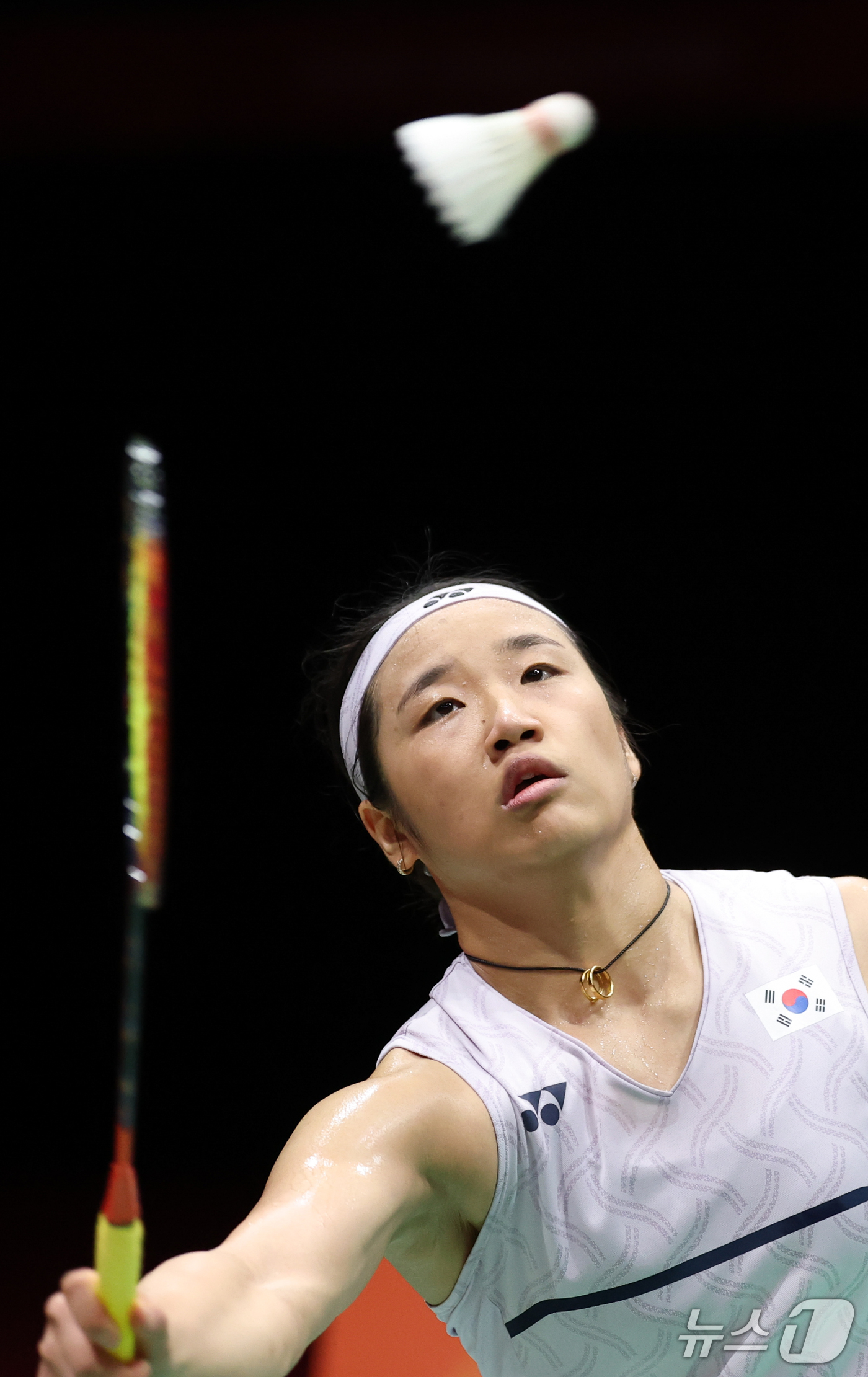 (이치노미야=뉴스1) 안은나 기자 = 대한민국 안세영이 28일 일본 이치노미야 시립체육관에서 열린 2026 아이치·나고야 아시안게임 배드민턴 여자 단식 준결승전에서 중국의 천위페이 …