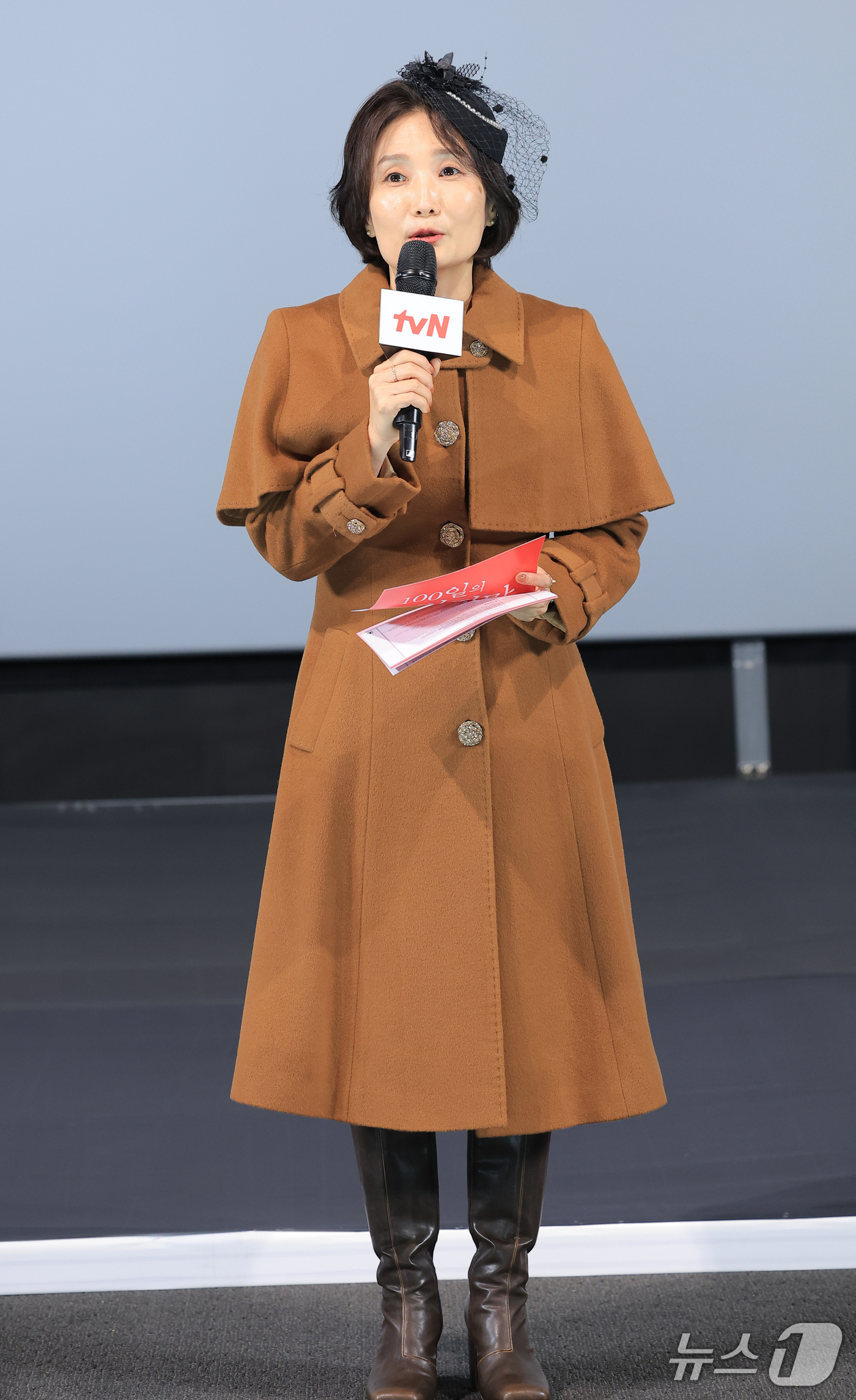 (서울=뉴스1) 권현진 기자 = 방송인 박경림이 29일 서울 용산구 CGV 용산아이파크몰에서 열린 tvN 20주년 특별기획 새 토일드라마 '100일의 거짓말' 제작발표회에서 진행을 …